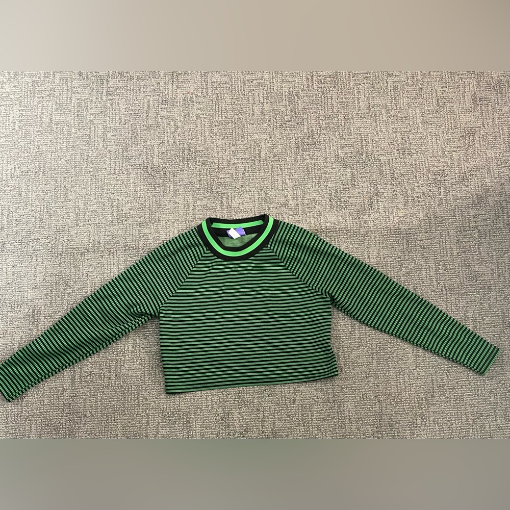 Future Collective x Kahlana Barfield Brown - Green Striped Crop Top